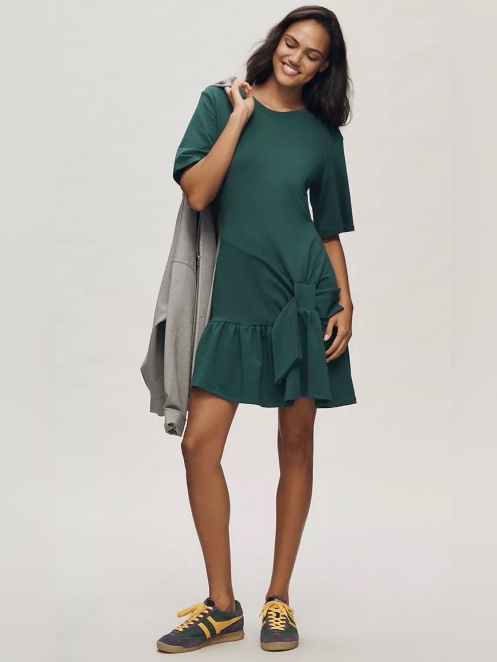 Daily Practice Short-Sleeve Drop-Waist T-Shirt Mini Dress Green Size Small NWT